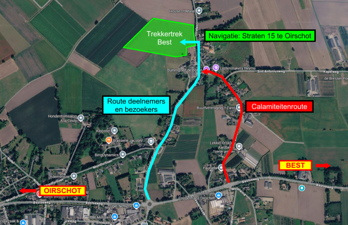 Aanrijdroute evenemententerrein
